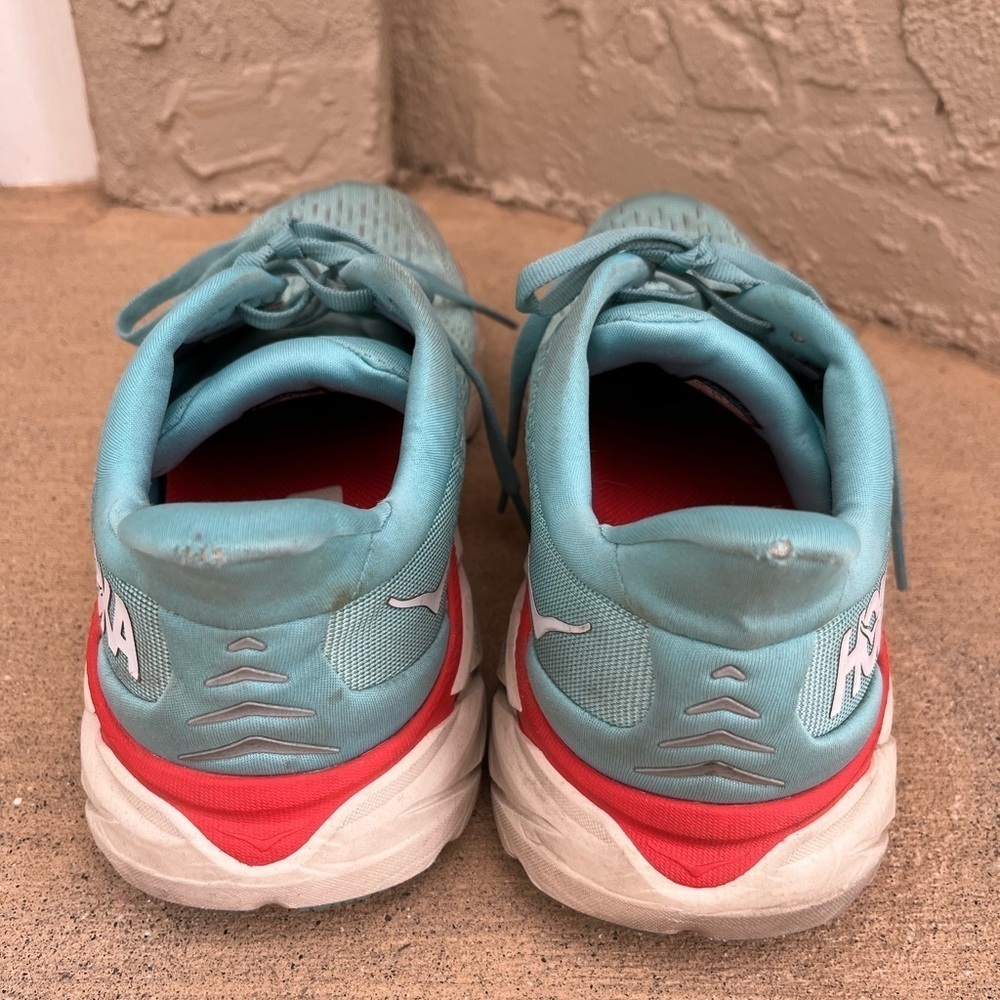 HOKA CLIFTON 8 Aqua Blue Orange Women’s 9.5 D Sneaker Running Shoe Comfy - Picture 8 of 11